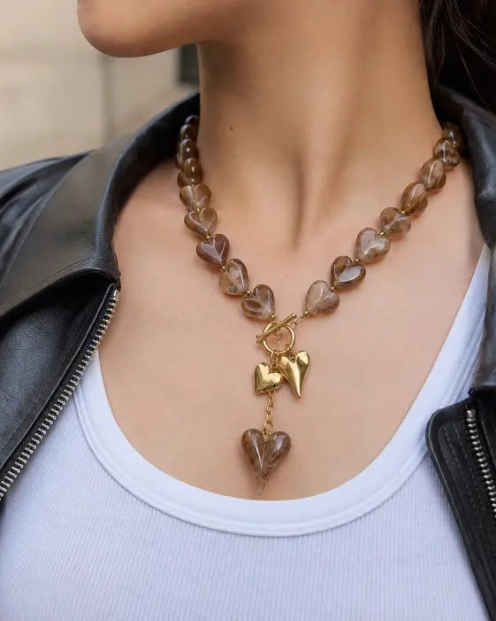 Alternate view of Smoky Heart Cascade Necklace by Zodiglow