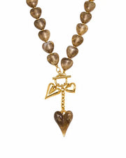 Front view of Smoky Heart Cascade Necklace by Zodiglow