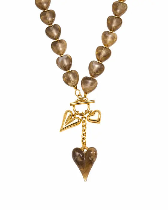 Smoky Heart Cascade Necklace