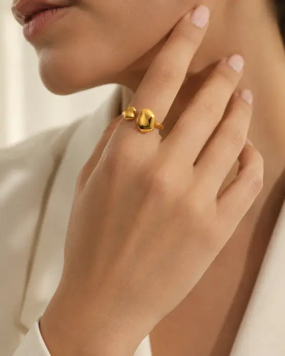 Alternate view of Sola Pebble Gold Open Ring by Zodiglow