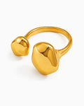 Front view of Sola Pebble Gold Open Ring by Zodiglow