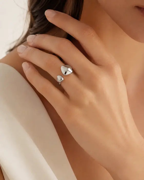 Luna Pebble Silver Open Ring