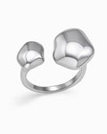 Front view of Luna Pebble Silver Open Ring by Zodiglow