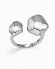 Front view of Luna Pebble Silver Open Ring by Zodiglow