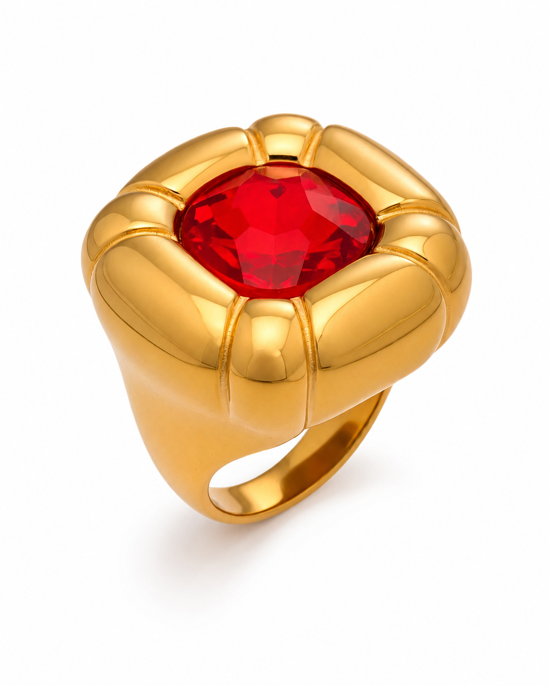 Close-up view of Aurelia Dome Stone Statement Ring by Zodiglow