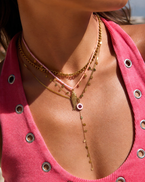 Alternate view of Solana Fish Charm Beaded Choker by Zodiglow