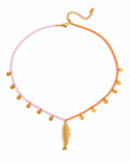 Front view of Solana Fish Charm Beaded Choker by Zodiglow