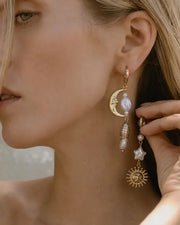Alternate view of Solara Celestial Pearl Asymmetrical Earrings by Zodiglow