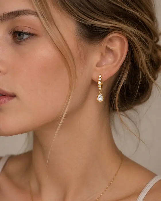 Alternate view of Solara Drop Hoop Earrings by Zodiglow