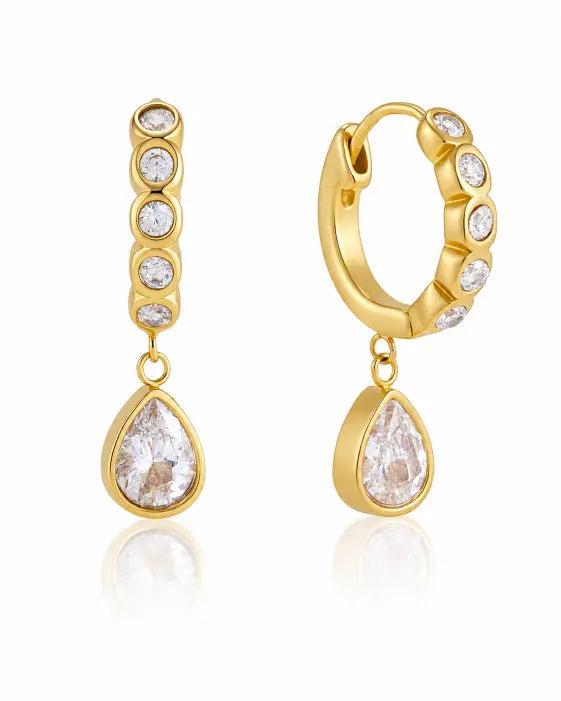Front view of Solara Drop Hoop Earrings by Zodiglow