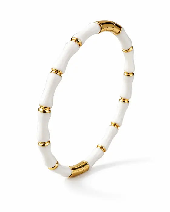 Front view of Solea Enamel Bamboo Stretch Bracelet by Zodiglow