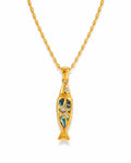 Front view of Solea Gold Fish Pendant Necklace by Zodiglow