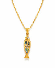 Front view of Solea Gold Fish Pendant Necklace by Zodiglow