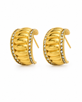 Front view of Soleia Croissant Zircon Hoop Earrings by Zodiglow