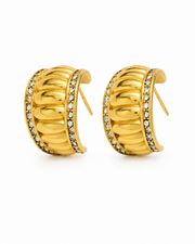 Front view of Soleia Croissant Zircon Hoop Earrings by Zodiglow