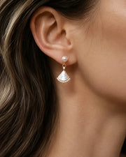 Alternate view of Solène Freshwater Pearl Fan Drop Earrings by Zodiglow