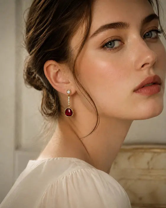 Alternate view of Solenne Faceted Drop Earrings by Zodiglow