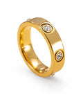 Front view of Solenne Gold Statement Ring by Zodiglow