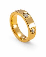 Front view of Solenne Gold Statement Ring by Zodiglow