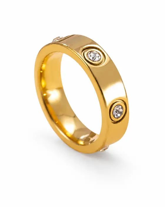 Front view of Solenne Gold Statement Ring by Zodiglow
