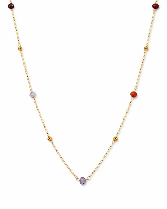 Front view of Solenne Multicolor Station Necklace by Zodiglow