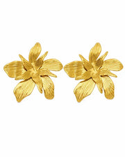 Front view of Solenne Sculptural Bloom Statement Earrings by Zodiglow