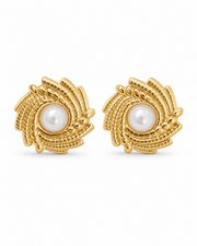 Detail view of Spiral Disc Stud Earrings by Zodiglow