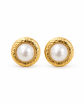 Front view of Spiral Disc Stud Earrings by Zodiglow
