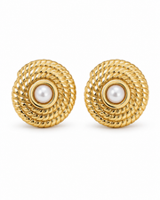 Side view of Spiral Disc Stud Earrings by Zodiglow