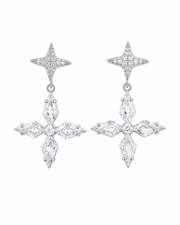 Front view of Starlight Cross Drop Earrings by Zodiglow