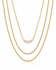 Front view of Wishlight Trio Layered Necklace by Zodiglow