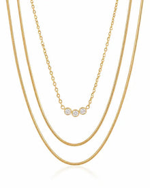Front view of Wishlight Trio Layered Necklace by Zodiglow