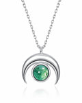 Front view of Sylva Moss Agate Crescent Necklace by Zodiglow