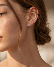 Alternate view of Sylva Moss Agate Heart Stud Earrings by Zodiglow