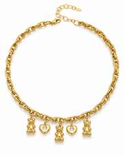 Front view of Teddy Bear Charm Necklace by Zodiglow