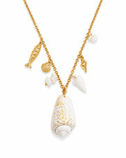Front view of Thalassa Shell Charm Long Necklace by Zodiglow
