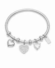 Alternate view of Triple Heart Charm Bangle by Zodiglow