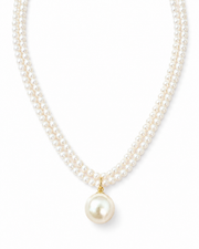 Front view of Twisted Pearl Drop Necklace by Zodiglow