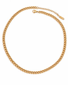 Front view of Valen Gold Curb Chain Necklace by Zodiglow