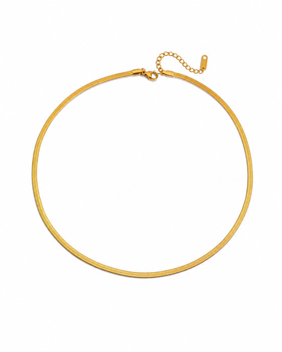 Front view of Vela Gold Herringbone Choker by Zodiglow