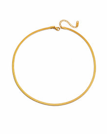 Front view of Vela Gold Herringbone Choker by Zodiglow