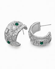 Detail view of Verde Baroque Hoop Earrings by Zodiglow