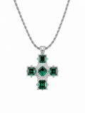 Front view of Verde Crystal Cross Necklace by Zodiglow
