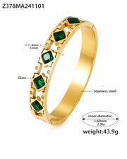 Close-up view of Valeria Cubic Zirconia Clasp Bangle by Zodiglow