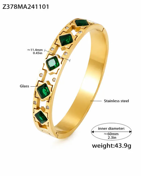 Close-up view of Valeria Cubic Zirconia Clasp Bangle by Zodiglow