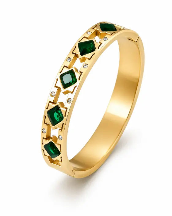 Front view of Valeria Cubic Zirconia Clasp Bangle by Zodiglow