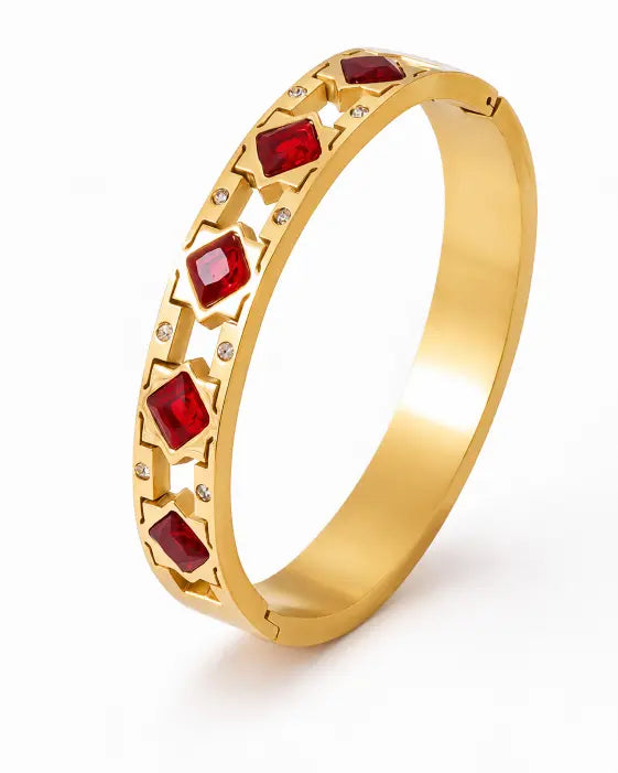 Styled view of Valeria Cubic Zirconia Clasp Bangle by Zodiglow