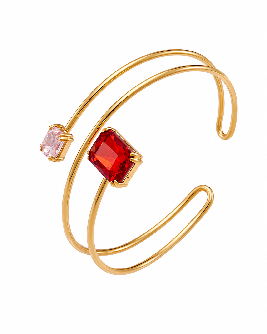 Close-up view of Virelle Double-Band Zircon Arm Cuff by Zodiglow