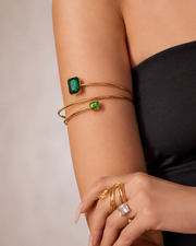 Detail view of Virelle Double-Band Zircon Arm Cuff by Zodiglow