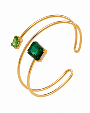Front view of Virelle Double-Band Zircon Arm Cuff by Zodiglow